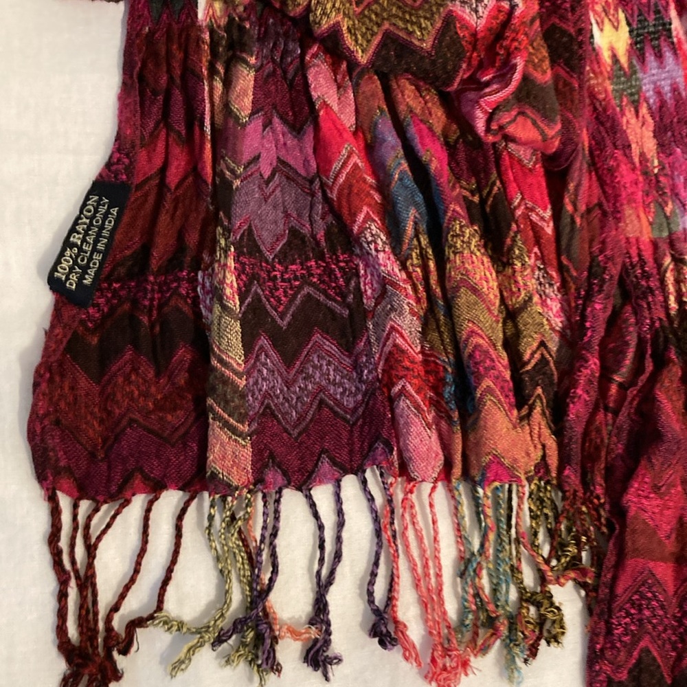 Scarf Zigzag Chevron 100% Rayon Boho Multi Color - image 2